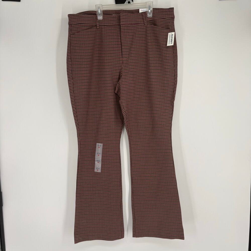 NWT Old Navy Plaid Pixie‎ Flare Pants Size 16 High Rise Office Academia Work